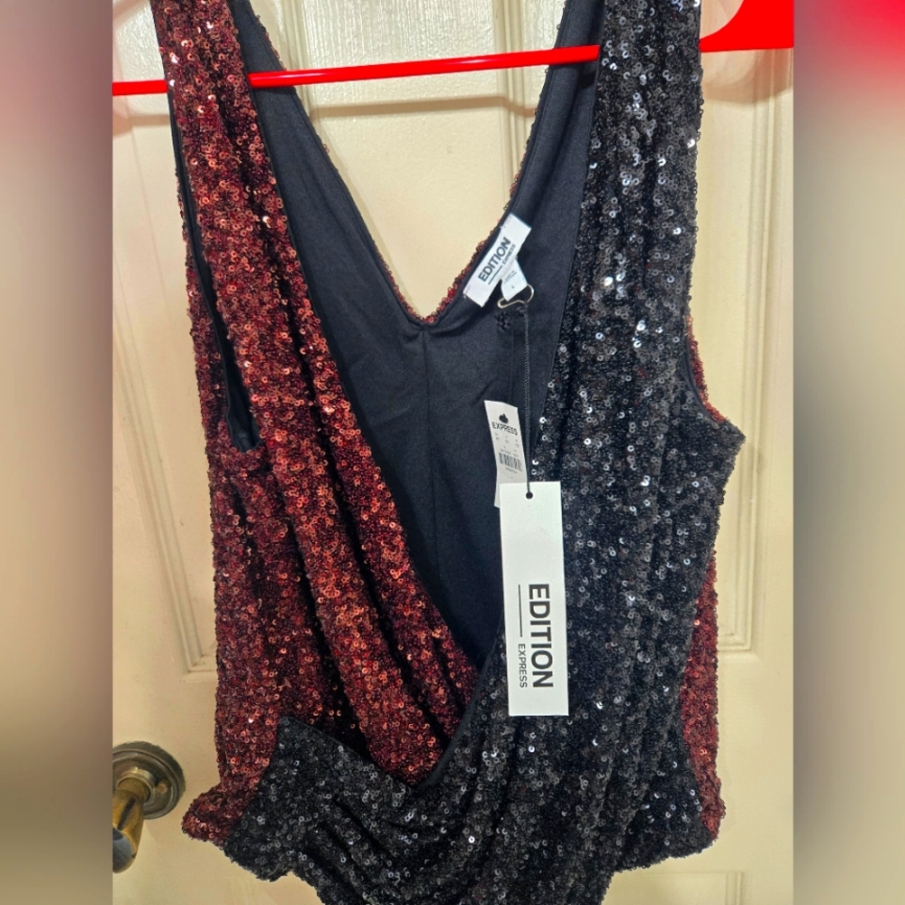 EXPRESS Deep V Neck Sequin Wrap